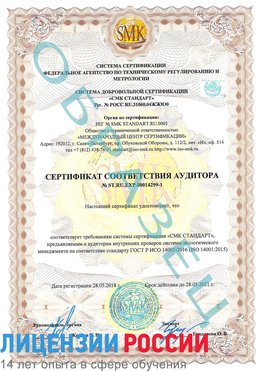 Образец сертификата соответствия аудитора №ST.RU.EXP.00014299-1 Тимашевск Сертификат ISO 14001